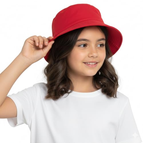 A2Z 4 Kids Girls Boys Red Bucket Hat World Book Day Fancy Dress - Bucket Hat AZ41104 Red 3-6