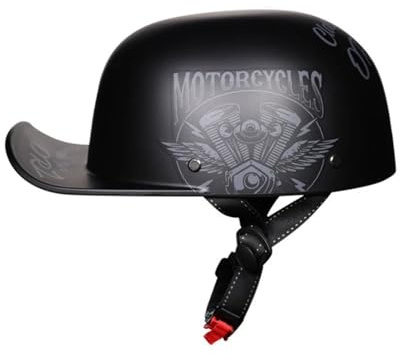 Adult Men Women Motorcycle Half Helmet Retro Baseball Style Moped Motorbike Helmet Cool Vintage Skull Cap Open Face Helmet DOT Approved for Bike Cruiser Chopper Street Scooter ATV(J,Large)