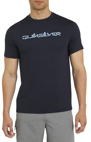 Quiksilver Swimwear Regular Fit UPF 50 Short Sleeve Sun tee Rash Protection Shirt, Navy, L for Men