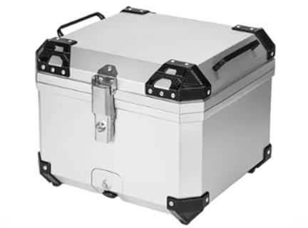 RVIFY Caja de Cola Motocicleta Caja Universal para Casco de Motocicleta, portaequipajes Trasero y Superior, con Cerradura, Compatible con BMW R1200GS, R1250GS y R1200GS. Baúl de Moto(57L Silver Box)