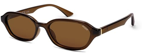 SOJOS Occhiali da sole polarizzati rettangolari retrò per donne uomini alla moda esagonale stretto chic Y2K Sunnies SJ2629, Marrone scuro/Marrone, Middle