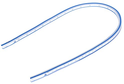 Sangeponiang, règle de courbe flexible, pour le dessin et la couture, outil de mesure de l'échelle métrique en plastique souple, conception pliable, précision multi-échelle (Règle serpentine 60 cm)