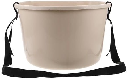 HEMOTON Multi-use Plastic Bucket with Strap for Fertilizer Dispensing and Over the Shoulder Harvesting Lightweight Berry Picking Container for Garden and Farm Use