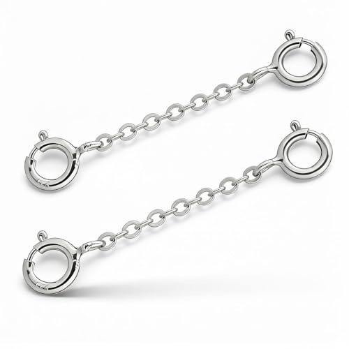 ACKKOR Lot de 2 chaînes 3 cm en Argent 925, rallonges de Collier en Argent Sterling à Double maillon pour la création de Bijoux DIY, Bracelets, chevillères ou Extensions