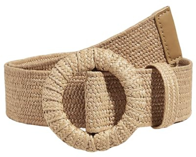 XFSRG Ceinture Tressée Femme Élastique en Paille Ceintures de Robe d'Été Bohème Ceinture Tressée Large avec Boucle Ronde