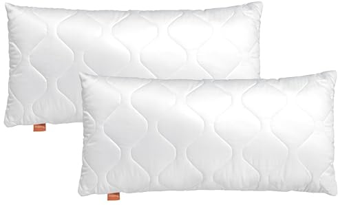 sleepling 2er Set Kopfkissen 50x75 cm, Allergiker Kissen, waschbar, Made in EU, Oeko-TEX, Schlafkissen 50 x 75, Bettkissen, Pillow, 2 Stück, Basic 100