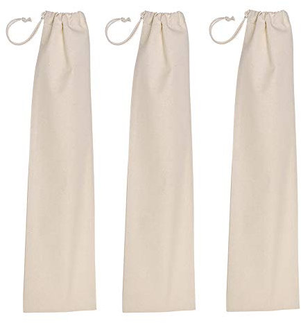 noTrash2003 Baguette Sac en Coton avec Cordon de Serrage Lot de 3, Naturel, 3er Set