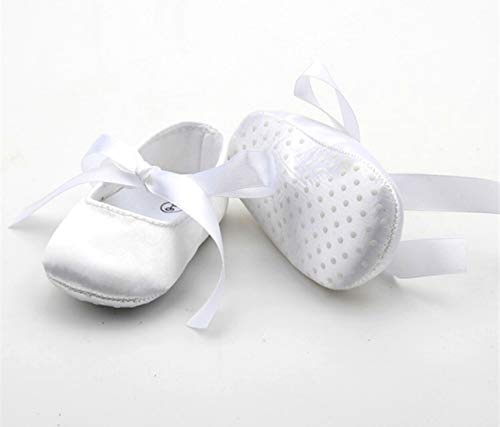 Brillabenny Chaussures Ballerines pour nouveau-né blanches classiques ou avec cristaux strass Chaussures pour bébé, baptême, mariage, cérémonie de naissance, 11 cm (0-6 Mois)