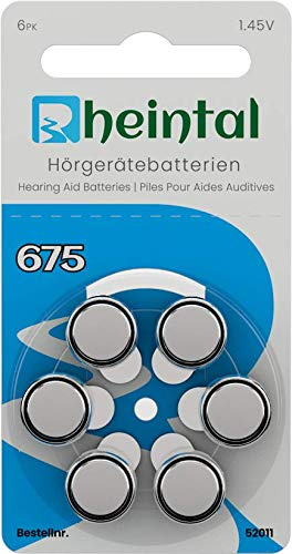 Rheintal - 30 Premium Hörgerätebatterien Typ A675 für alle Hörgeräte mit Batteriefarbe BLAU - 1.45 V - 550mAh - PR44, 52015