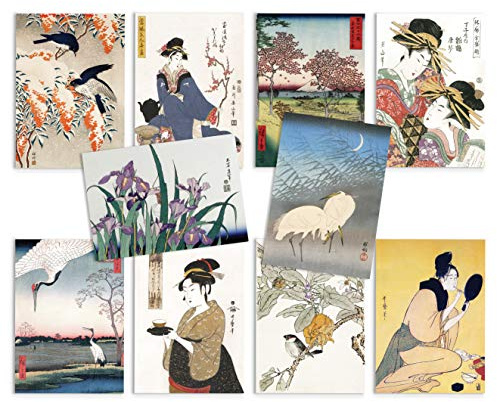 Cartoline giapponesi Ukiyo-e Art Set di 10 – Cartoline Pack Woodblock Cards Gift (Set di 2)