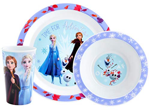 Disney II Frozen Kids Tableware 3 Piece Reusable PP Plate, Bowl & Cup Children – Elsa, Anna & Olaf Tumbler & Dinnerware Set for Mealtimes – for 24 Months & Up, Recyclable Lightweight Material, Purple
