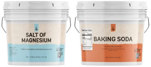PURE ORIGINAL INGREDIENTS Epsom Salt & Baking Soda Bundle (1 Gallon Buckets), Cleaning, DIY Products, Fine Powders