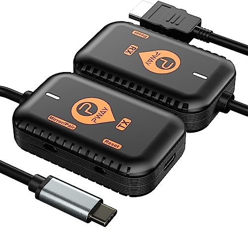 PWAY PW-DT248-C Wireless HDMI Extender Kit - USB-C Transmitter and Receiver for Streaming Video and Audio Up to 98FT/30M - Compatible With HDTV/Projector/Monitor From Laptop/PC/Cable Box