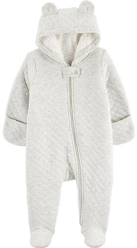Simple Joys by Carter's Unisex-Baby Footed Jumpsuit Pram Fleece-Overall mit Fuß, Grau, 3-6M