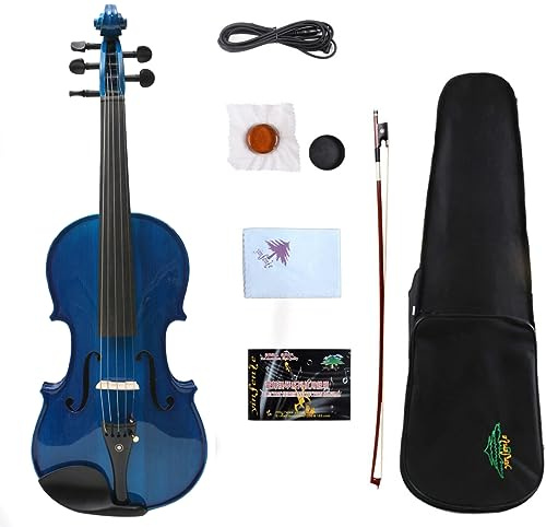 Violino elettrico a 5 corde Acero Abete rosso Violino acustico Ebano Raccordi 4/4 Colore blu (blu)