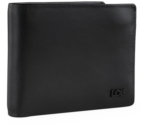 Lois - Carteras para Hombre Elegantes de Alta diseño Moderno. Billeteras para Hombre compactas Estilo clásico Cartera Monedero Funcional., Negro