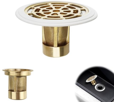 Siphon Douche, HERKINDNESS Bonde de Douche avec Anneau en Caoutchouc, Bouchon Douche en Cuivre, pour Siphon de Sol et Salle de Bain, pour Diamètre de Trou 27-55 mm