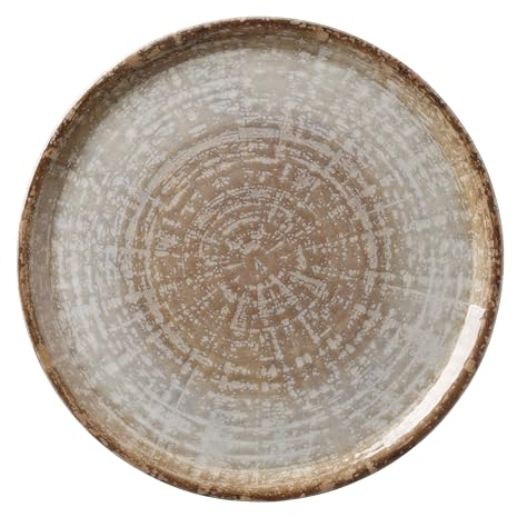 HENDI Plato de Pizza Redondo en Porcelana Esmaltada con Motivo de Tonos Piedra Natural, Plato para Servir Pizza, Apto para Microondas y Lavavajillas, ⌀330mm, Marrón/Gris