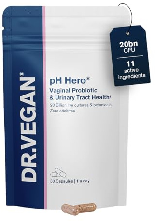 pH Hero® Vaginal Health Probiotic for Women | 20 Billion Live Cultures | pH Balance & Vaginal Flora | Cranberry, Sea Buckthorn, Nettle, Parsley | 11 Active Ingredients, No Additives | 1 Month Supply