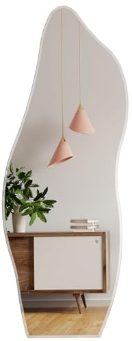 Muzilife Specchio Asimmetrico da Parete Senza Cornice, 160 x 60 cm, Irregolare Grande Specchio Con Pannello Posteriore in MDF, Decorativo per Soggiorno, Bagno, Corridoio
