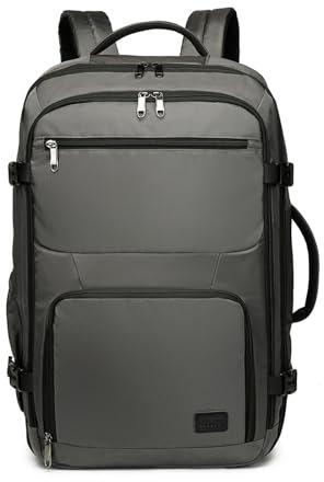 KONO Reiserucksack Handgepäck Flugzeug Groß Rucksack Wasserdicht für Reise Geschäftsreise Weekender (55 x 35 x 20 cm 38L) Cyangrau