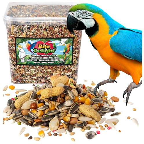 Bite & Delight 6kg Alimento para Loros Grandes | Comida para Guacamayos, Amazonas, Loros Grises y Cacatúas | Rico en Vitaminas | Alimento Nutritivo para Aves