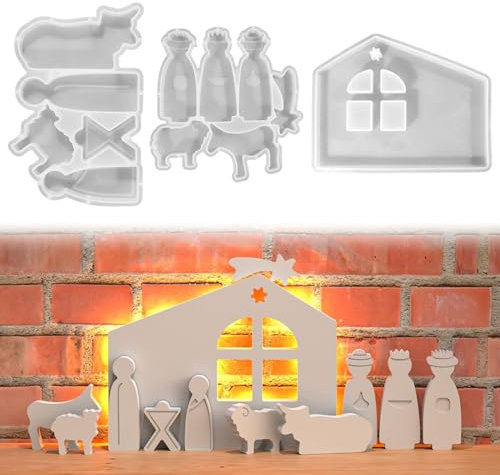 Silikonform für Ostern und Krippe - 3 Stück Gießformen Set für Krippenfiguren und Osterdeko