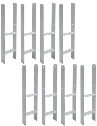 Vigevee H-Pfostenanker 8 Stück H-anker Pfostenträger Bodenanker für Pfosten H-Pfostenschuh für Zaun und Gewächshaus Pfosten Vierkantholzpfosten(121x600mm)