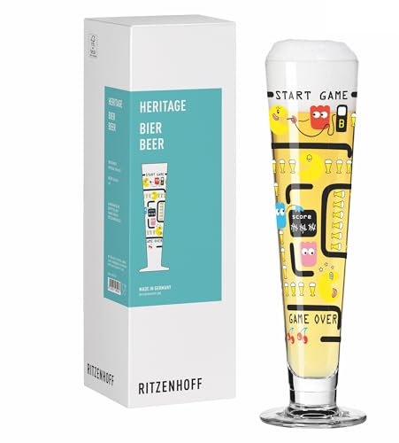 RITZENHOFF 8051001 Verre à bière 330 ml Série Heritage rond et multicolore avec motif de jeu vidéo Fabriqué en Allemagne