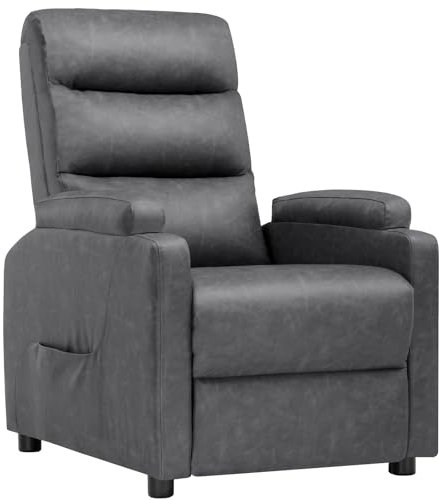 COMHOMA Relaxsessel Fernsehsessel mit Verstellbarer Rückenlehne bis 160°, Federkissen mit Fußstütze Einzelliege Sessel Wohnzimmer Schlafzimmer Heimkino PU-Grau