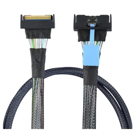Roxvue Cable Adaptador de Datos de Servidor de Alta Velocidad PCIE5.0 de 1 M, SAS MCIO SFF-8654 8I 5.0 PCIE de 74 A MCIO 865, Accesorios para PC