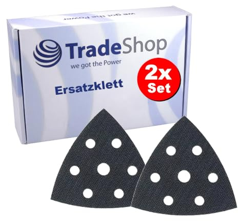 2x Trade-Shop Ersatzklett 93x93x93mm selbstklebend Dreieck kompatibel mit Bosch PDA 180 E, kompatibel mit Parkside PDS 290 C3, PDS 290 B2, PDS 290 A1
