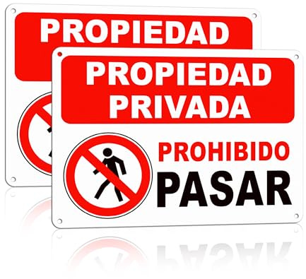 TAKULA Carteles Prohibido el Paso Propiedad Privada - 25x18 cm - Pack de 2 Unidades - Señal Reflectante Antihielo para Exteriores