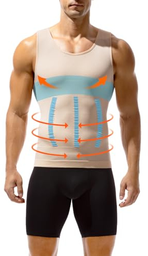 Mauro Kane Men's Compression Shirt Vest Slimming Body Shaper Tank Tops | Muscle Shapewear Undershirts,Tummy Control Workout Shirts,Stretchy,Breathable,Moisture-Wicking,Daily/Gym/Business Wear
