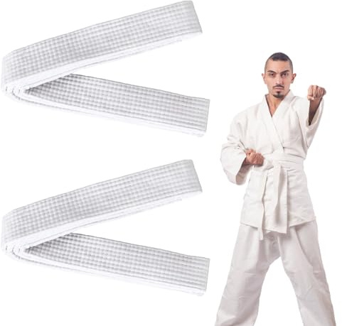 2 Cinturón de Judo 4*220CM Judo Karate Deportes Artes Marciales Cinturón 100% Algodón Cinturón de Artes Taekwondo Profesional Aikido Cinturón de Tela Gruesa Cinturón de Taekwondo Blanco Entrenamiento