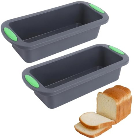 FARYODI 2 stycken brödformar i silikon, 28 x 12,5 x 6 cm, liten, non-stick, för kakor och bröd, ljusgrå