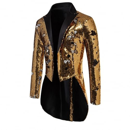 Gefomuofe Traje de lentejuelas para hombre, blazer de cola de milano, abrigos para fiestas, bodas, cenas, banquetes, graduaciones, vestido de circo, disfraz de carnaval, Halloween, cosplay