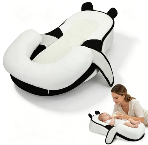 Mom Feeding Support Baby Breastfeeding Bottle Feeding Pillow Adjustable | Anti Reflux Wedge Pillow for Spit-Up Reduction, Bottle Feeding Detachable Pillow for Newborn 0-12 Months(Black)