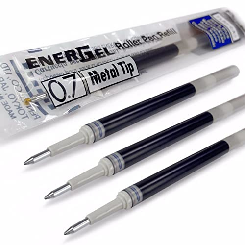 4 x Pentel LR7 Energel 0,7 mm Kugelschreiberminen mit Metallspitze zum Nachfüllen, für Energel Xm, BL77/BL57/BL37 - blau