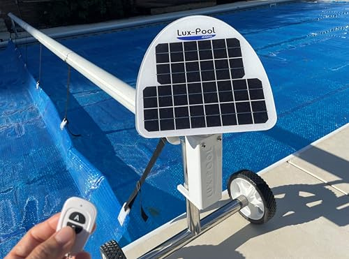 Automatic Motorized Solar Blanket Cover Reel/Roller for Rectangular in-ground Swimming Pools up to 20x40' - Solar Battery Powered, Click-of-Button Simple Operation