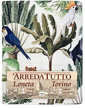 Einrichtungstuch Gran Foulard Tagesdecke Sofaüberwurf Loneta Stoff (Dschungel, Doppelbett)