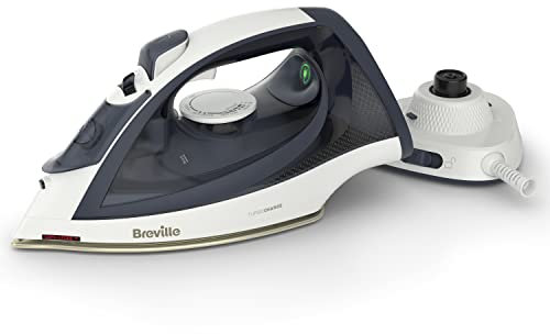 Breville Turbo Charge Cordless Iron | 2600W | Fast Charging & Heat Up | 130g Steam Shot | 260ml Water Tank | Blue & White [VIN439]