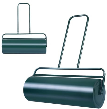 RELAX4LIFE Rodillo para Césped de Jardín Ancho 90cm Ø 30cm con Mango Ergonómico, Rodillo Césped Rellenable con Agua o Arena para jardín y Patio (63L|112x90x30CM, Verde)