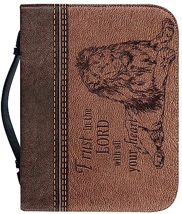 Dajingkj Bibelhülle Mit Reißverschluss Herren Damen PU Leder Bibelhülle XL Groß Bibeltasche Bibel Buchumschlag Tasche Bibel Buch Kirche Henkeltaschen