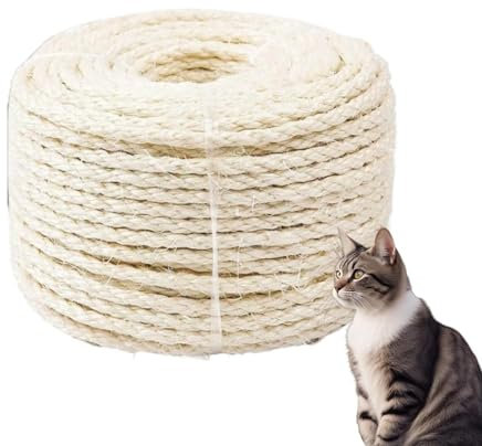 Casgee Corde en sisal pour arbre à chat - 8 mm x 100 m - Corde en sisal naturel - Corde pour arbre à chat - Corde de rechange pour arbre à chat - Corde en sisal pour arbre à chat - Remplacement -