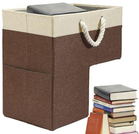 Cesta De Escalera, Almacenamiento De Escalera En Forma De L, Organizador De Almacenamiento De Escalera De Tela Plegable Con Asas De Cuero Sintético Para Escaleras De Madera Y Alfombradas Marrón