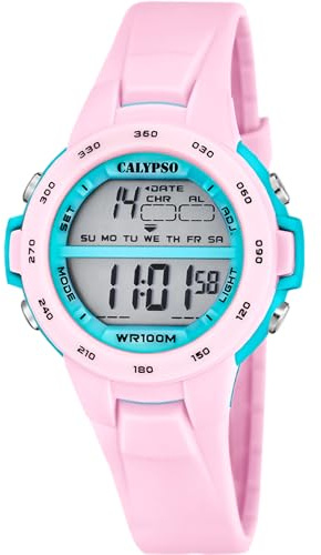 CALYPSO Reloj Digital Infantil Niño Niña de Caucho Rosa