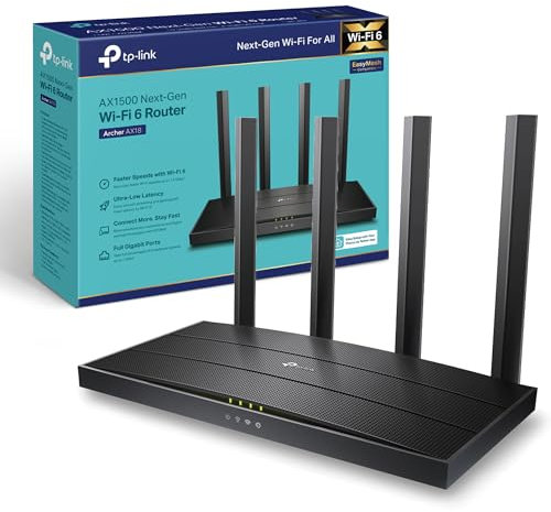 TP-Link Archer AX18 Router WiFi 6 AX1500Mbps, WiFi Router,Gigabit Ethernet Ports, VPN Router Server (Renewed)
