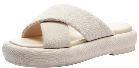 Coach Women's Penelope Signature C Sandal Platform, Chalk, 5.5 UK