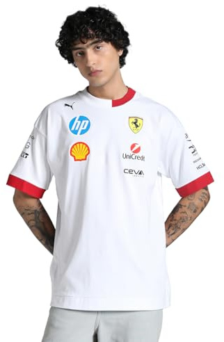 PUMA Scuderia Ferrari F1 T-Shirt Oversize Pilote 2025 - Blanc - Taille : XL